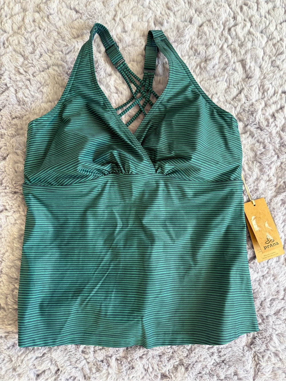 Prana | Kayana Tankini | Wasabi Stripe | 36D/M | NWT